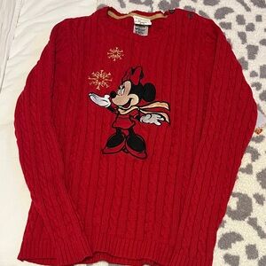 Disney Red Crewneck Sweater with Minnie Mouse
